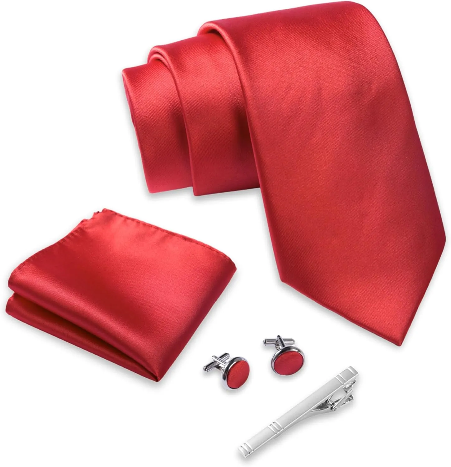 Ties for Men Set with Pocket Square Cufflink and Tie Clip | Necktie Handkerchief in Gift Box for Wedding and Business