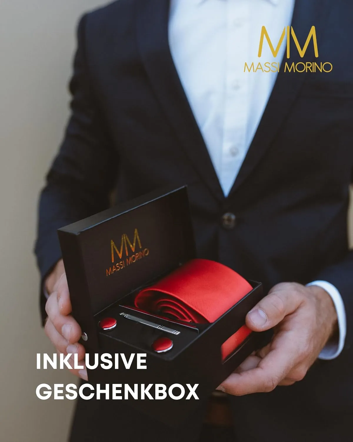 Ties for Men Set with Pocket Square Cufflink and Tie Clip | Necktie Handkerchief in Gift Box for Wedding and Business