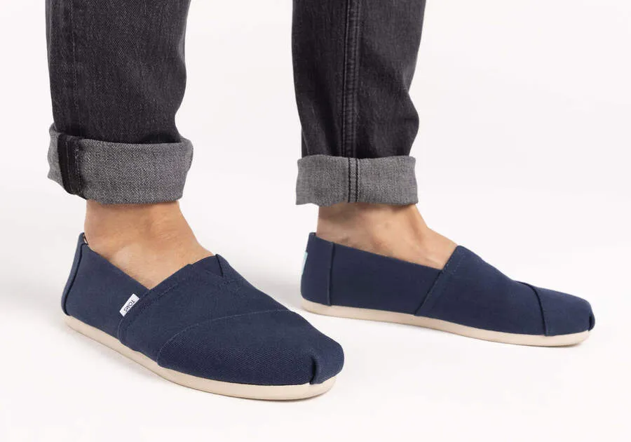 TOMS Mens Alpargata Recycled Cotton Canvas Espadrille - Navy
