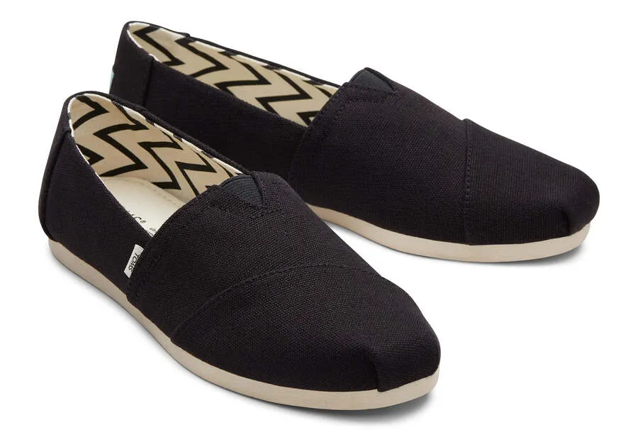 TOMS Womens Alpargata Recycled Cotton Canvas Espadrille - Black