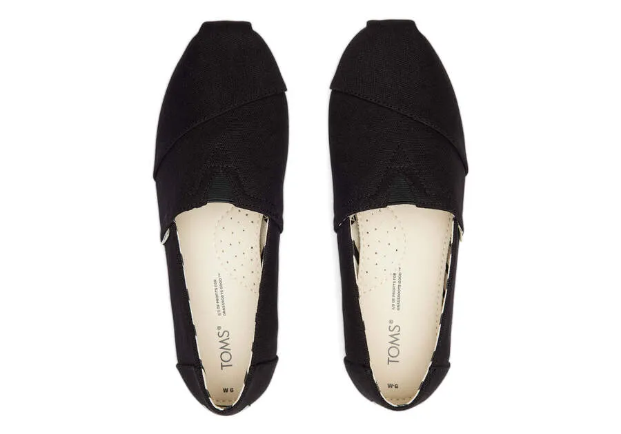 TOMS Womens Alpargata Recycled Cotton Canvas Espadrille - Black