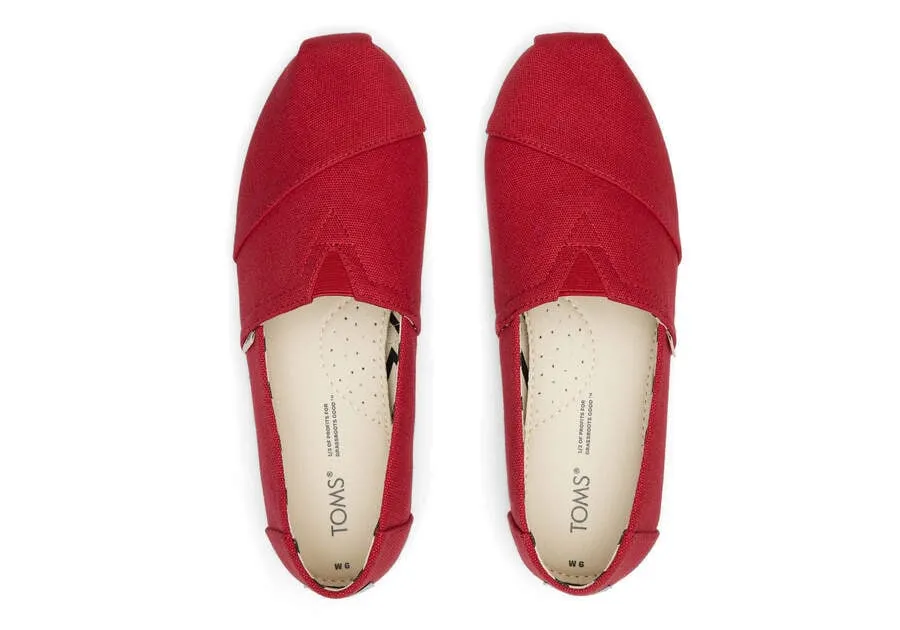 TOMS Womens Alpargata Recycled Cotton Espadrille - Red
