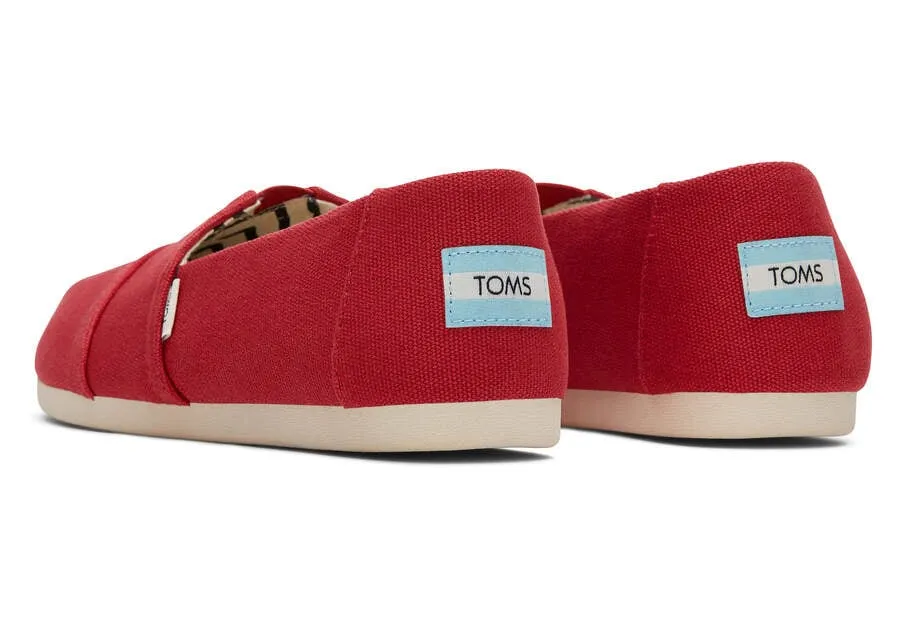 TOMS Womens Alpargata Recycled Cotton Espadrille - Red