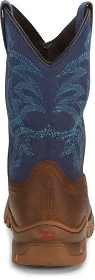 Tony Lama Men's Roustabout Blue/Tan Steel Toe Waterproof Work Boots TW5010