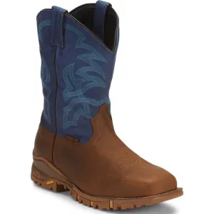 Tony Lama Men's Roustabout Blue/Tan Steel Toe Waterproof Work Boots TW5010