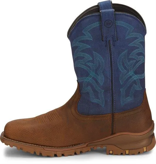Tony Lama Men's Roustabout Blue/Tan Steel Toe Waterproof Work Boots TW5010