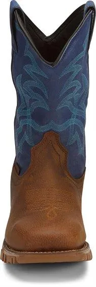 Tony Lama Men's Roustabout Blue/Tan Steel Toe Waterproof Work Boots TW5010