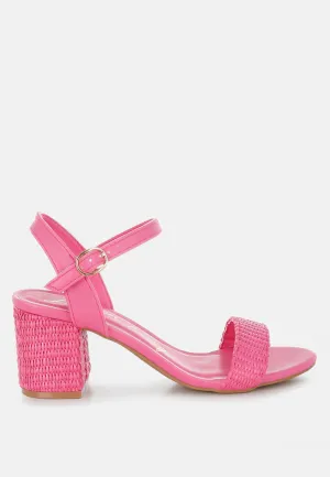 Tulata Raffia Pin Buckle Block Heels