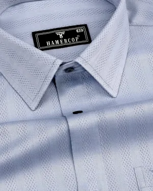 Tumen Gray Twill Stripe Dobby Cotton Shirt