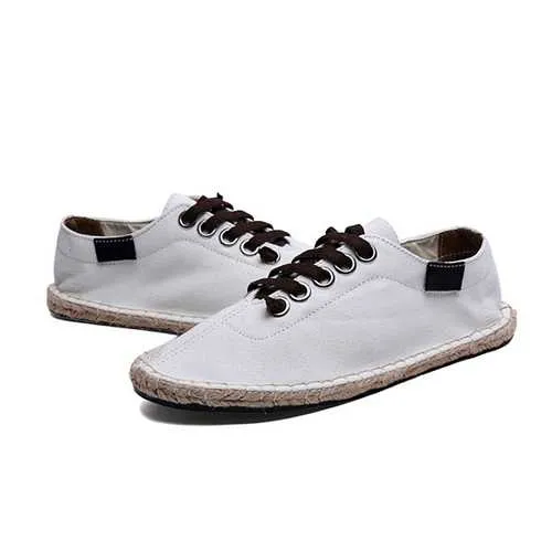 US Size 5-13 Women Shoes Fashion Canvas Straw Lace Up Flat Outdoor Casual Comfortable Loafer Shoes