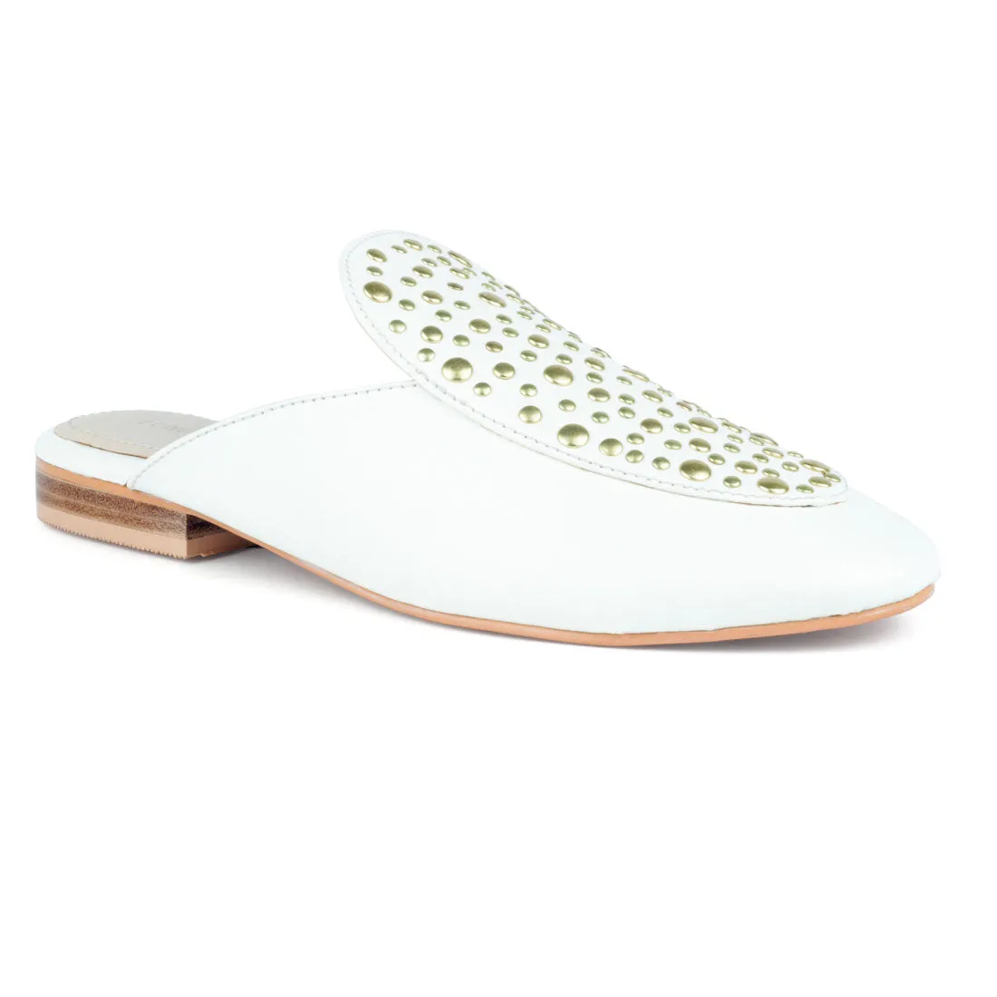 White Slip-On Studded Mule