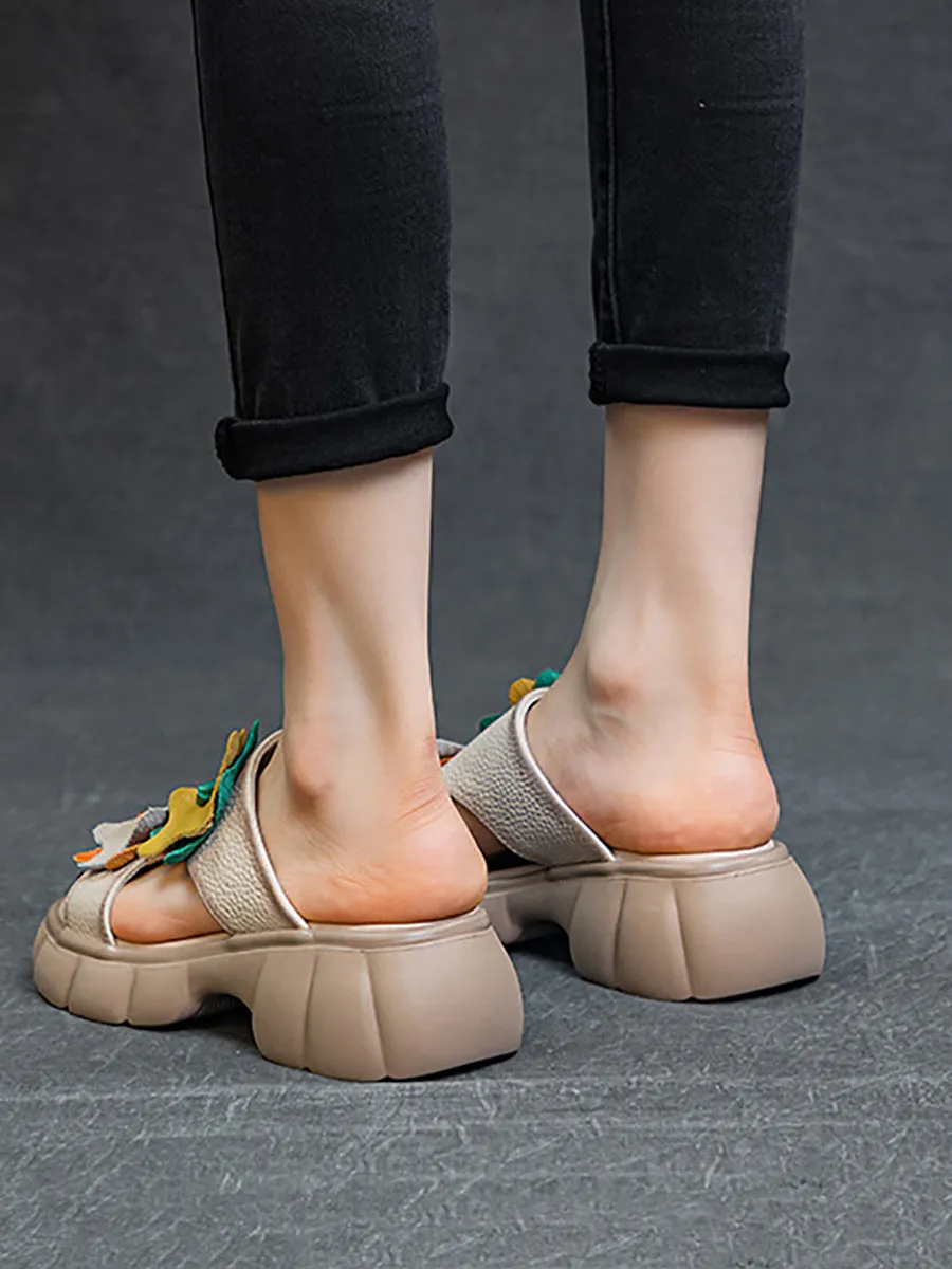 Women Summer Leather Spliced Star Platform Sandal TY1033