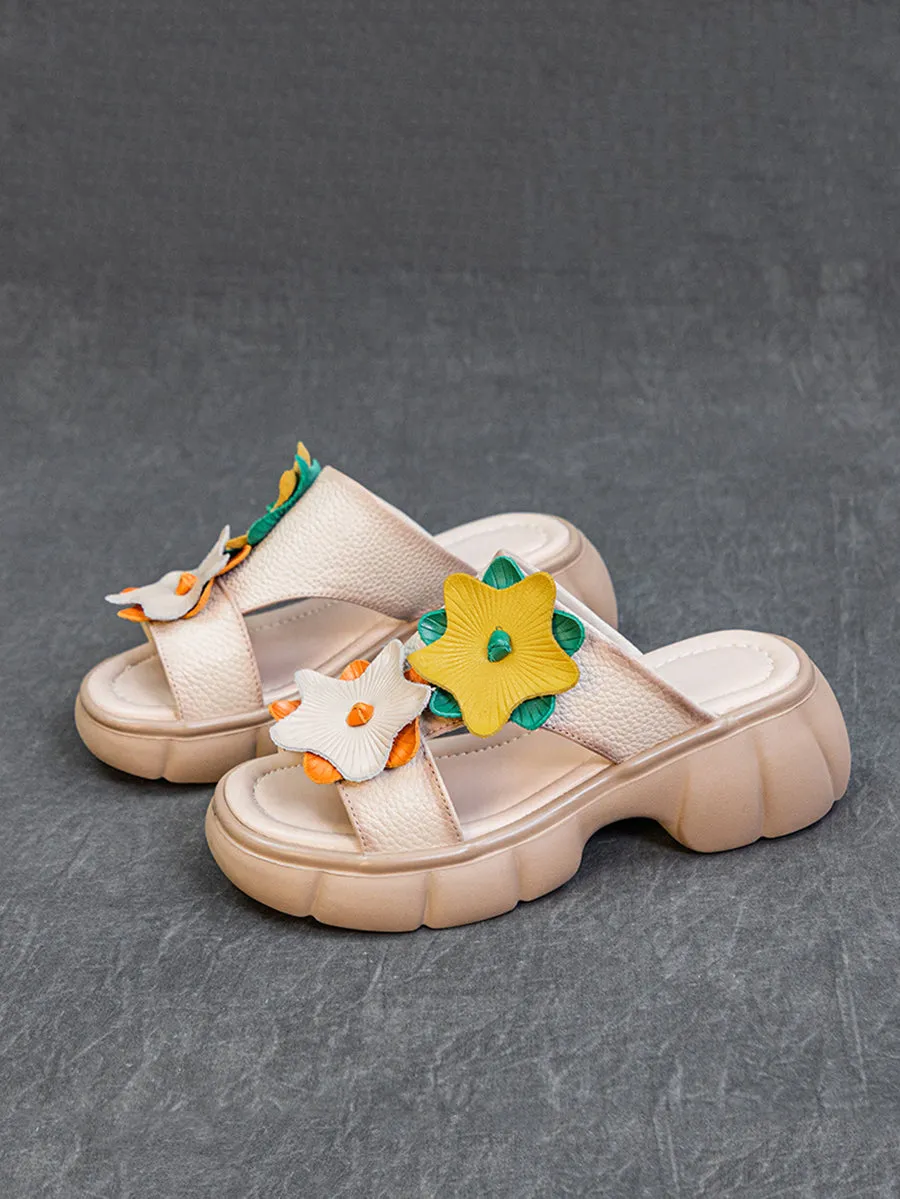 Women Summer Leather Spliced Star Platform Sandal TY1033